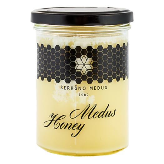 Medus (pavasarinis-pienių žiedų) – Šerkšno medus, 500 g