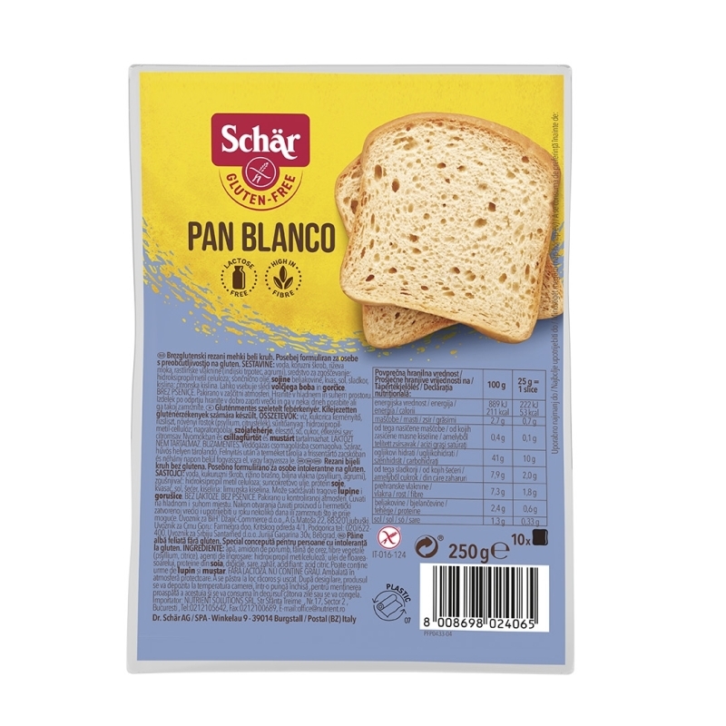 Raikyta balta duona – Schar Pan Blanco, 250 g