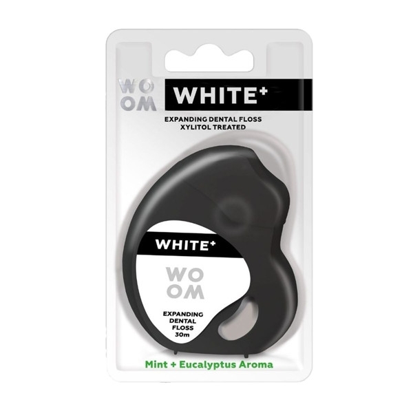 WHITE+, besiplečiantis tarpdančių siūlas, 30 m – WOOM, 1 vnt