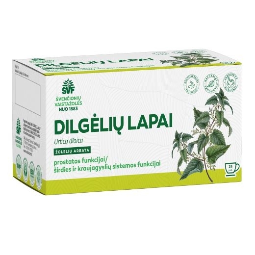 Dilgėlių lapai, žolelių arbata – Švenčionių vaistažolių fabrikas, 24 pakeliai