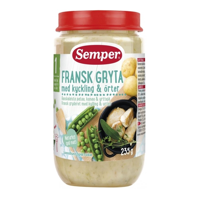 Troškinys su vištiena ir žolelėmis, 12mėn – SEMPER, 235g