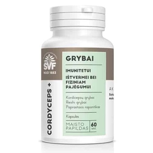 Cordyceps+ grybai, imunitetui – Švenčionių vaistažolės, 60 vnt.