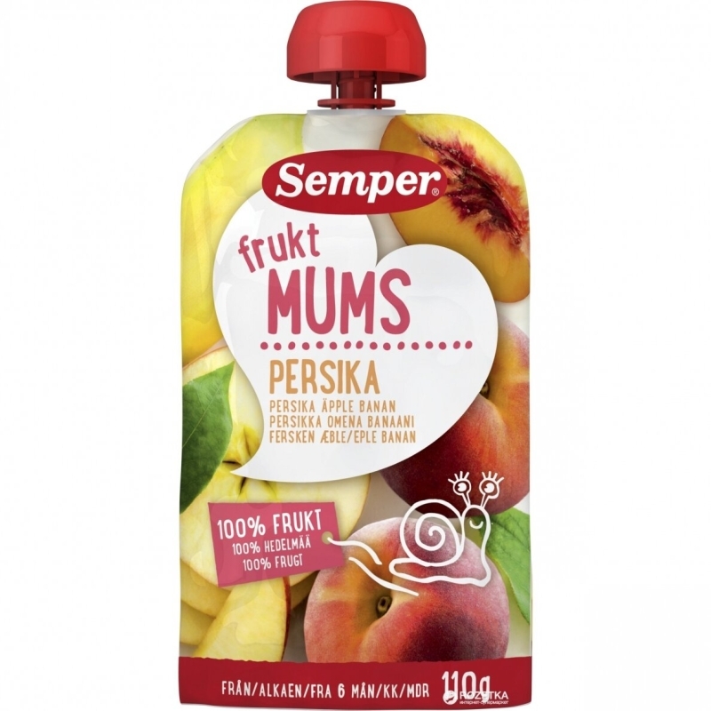 Tyrė su persikais, obuoliais ir bananais, 6mėn. – SEMPER, 110g