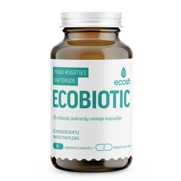 ECOBIOTIC PIENO RŪGŠTIES BAKTERIJOS – ECOSH, 40 kapsulių