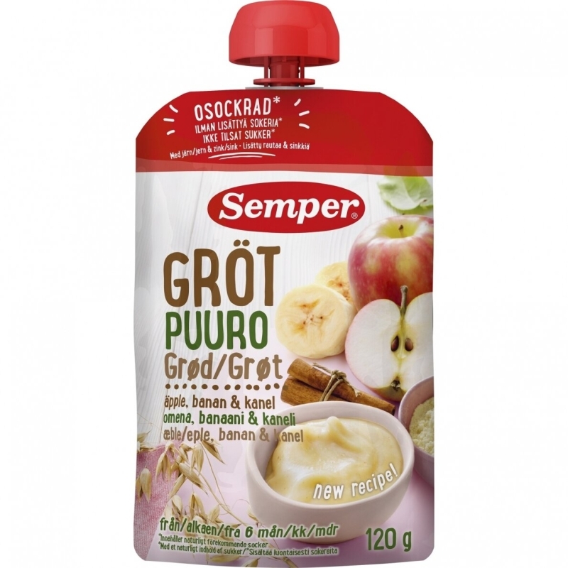 Avižų košė su obuoliais ir cinamonu 6mėn. – SEMPER, 120g