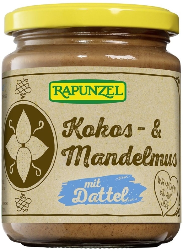 Ekologiškas kokosų ir migdolų riešutų kremas su datulėmis – Rapunzel, 250 g