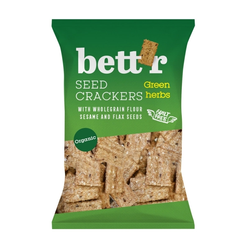 Ekologiški krekeriai su sėklomis ir žolelėmis - Bett'r, 150g
