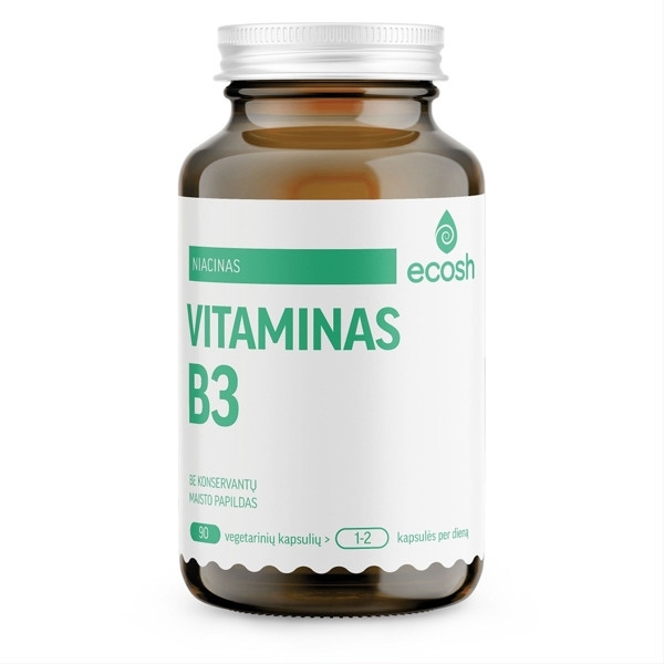 Bioaktyvus vitaminas B3, niacinas 250mg NE – ECOSH, 90 kapsulių