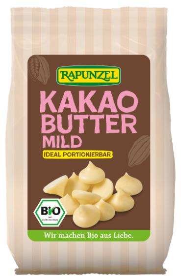 Ekologiškos kakavos aliejaus granulės – Rapunzel, 100 g