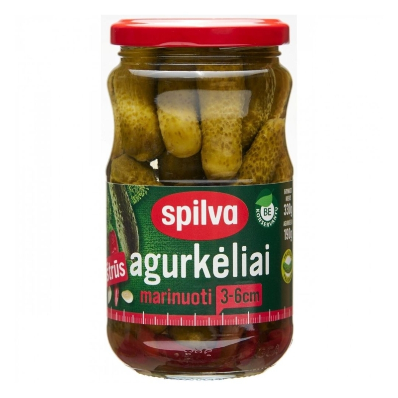 Marinuoti agurkėliai, aštrūs – SPILVA , 330(190)g