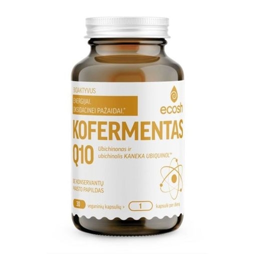 Kofermentas Q10, ubichinonas ir ubichinolis Kaneka Ubiquinol – ECOSH, 30 kapsulių