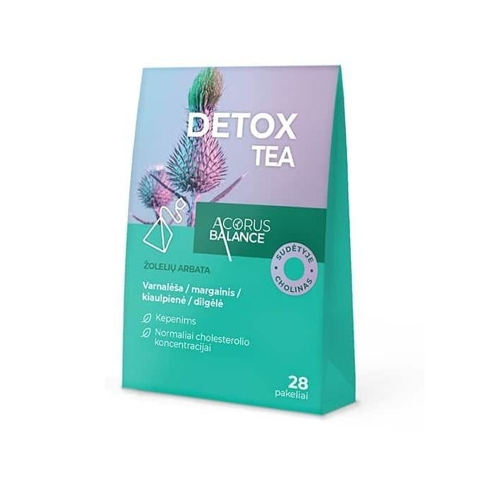 Detox tea, žolelių arbata, kepenims – Acorus balance, 28 pakeliai