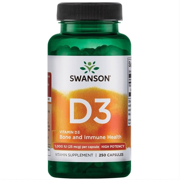 1000TV, Vitaminas D3 – SWANSON, 250 kapsulių