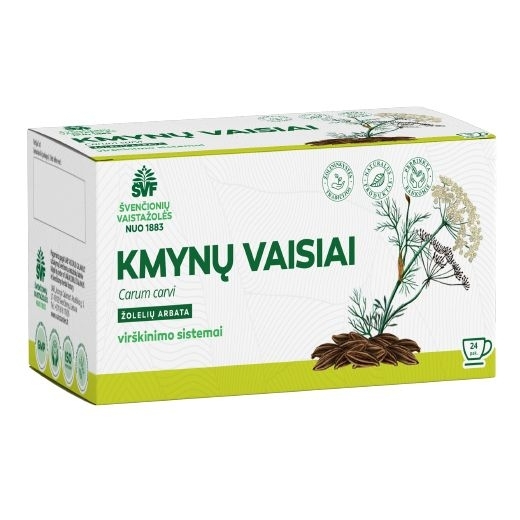 Kmynų vaisiai, žolelių arbata – Švenčionių vaistažolių fabrikas, 24 pakeliai