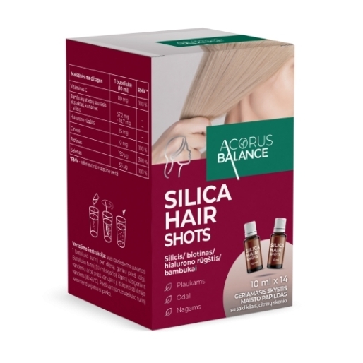 Silica hair shots, plaukams - Acorus Balance, 14 vnt.