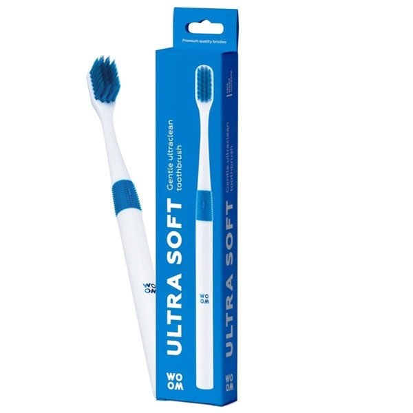WOOM ULTRA SOFT TOOTHBRUSH BLUE, labai minkštas dantų šepetėlis, mėlynas – WOOM, 1 vnt