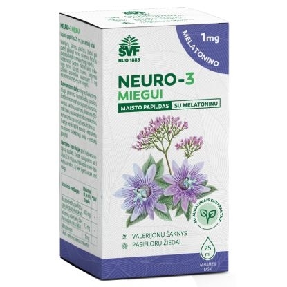 Neuro-3 lašiukai miegui su melatoninu – Švenčionių vaistažolės, 25 ml