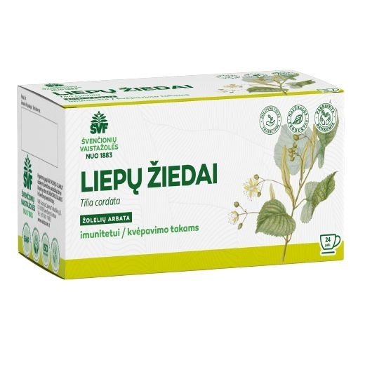 Liepų žiedai, žolelių arbata – Švenčionių vaistažolių fabrikas, 24 pakelių