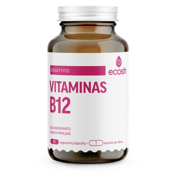 BIOAKTYVUS VITAMINAS B12, 1200 mcg – ECOSH, 90 kapsulių