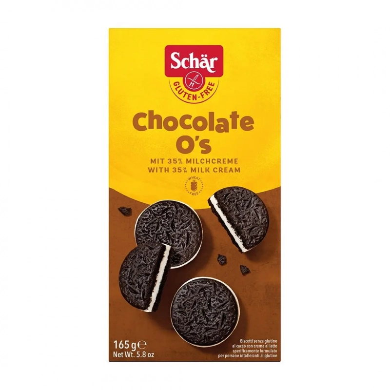 Sausainiai su vaniliniu pertepimu – Schar Chocolate O's, 165 g