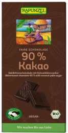 juodasis šokoladas su 90 % kakavos – Rapunzel, 80 g