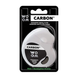 Besiplečiantis tarpdančių siūlas su aktyvuota anglimi – WOOM, 30 m