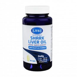 Ryklio kepenų aliejus - Lysi Shark liver oil, kapsulės, 500mg