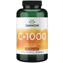 VITAMINAS C, su erškėčių ekstraktu, 1000 mg – SWANSON, 90 kapsulių