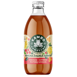 Kombucha gėrimas Medus, Citrina, Putinų uogos – KAMBO, 330ml