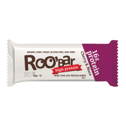 Ekologiškas baltyminis batonėlis su vyšniomis ir maca – Roobar