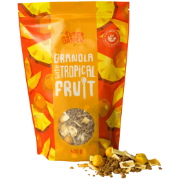 Granola su lazdyno riešutais, slyvomis ir tropiniais vaisiais – SUPERGARDEN, 12g