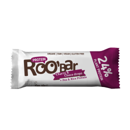 Ekologiškas baltyminis batonėlis su vyšniomis ir šokolado gabaliukais – Roobar