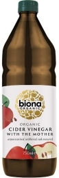 Ekologiškas neskaidrintas (nefiltruotas) obuolių sidro actas – Biona, 750 ml