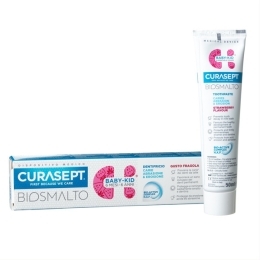 BIOSMALTO BABY - KID, 6 mėnesių - 6 metų, braškių skonio dantų pasta – Curasept, 50 ml