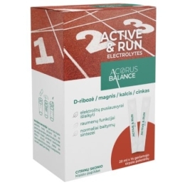 Active & run electrolytes, geriamasis tirpalas, raumenų funkcijai – Acorus Balance, 14 vnt.