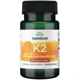 VITAMINAS K2, 100 mcg – SWANSON, 30 kapsulių