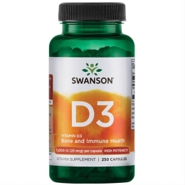 1000TV, Vitaminas D3 – SWANSON, 250 kapsulių
