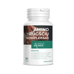 Amino rūgščių kompleksas BCAA+EAA, baltymų sintezei – Acorus balance, 80 kaps.