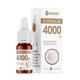 Vitaminas D3 su kokosų aliejumi 4000IU – ECOSH, 10ml