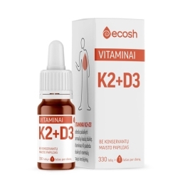 Vitaminai K2 (K2VITAL 45μg) + D3 (2000IU, 50μg) – ECOSH, 10ml
