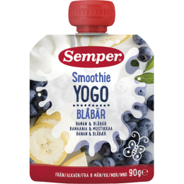 Geriamoji jogurto, bananų ir mėlynių tyrė 6mėn. – SEMPER, 90g