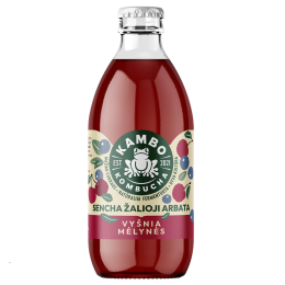 Kombucha gėrimas Vyšnia, Mėlynės – KAMBO, 330ml